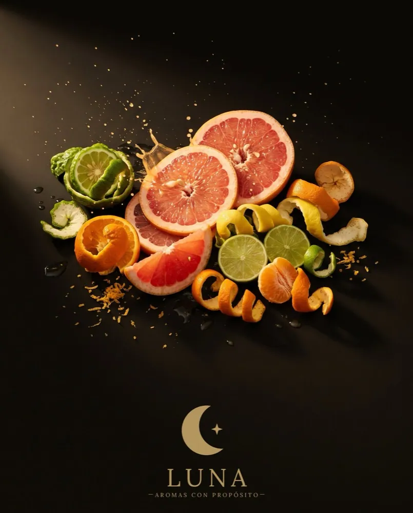 Pomelo, lima y cítricos que representan aromas luminosos